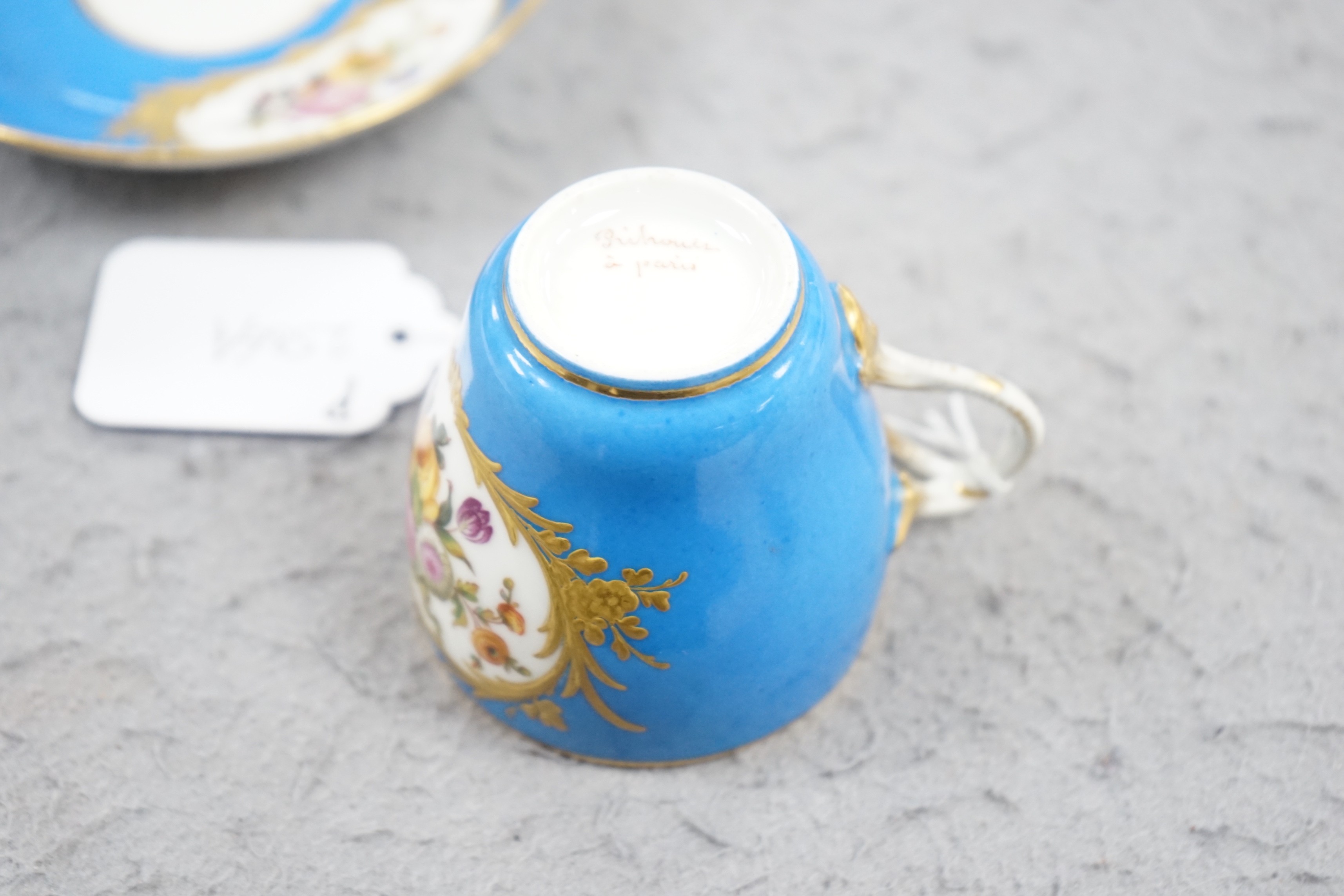 A Paris porcelain Sevres style cup and saucer